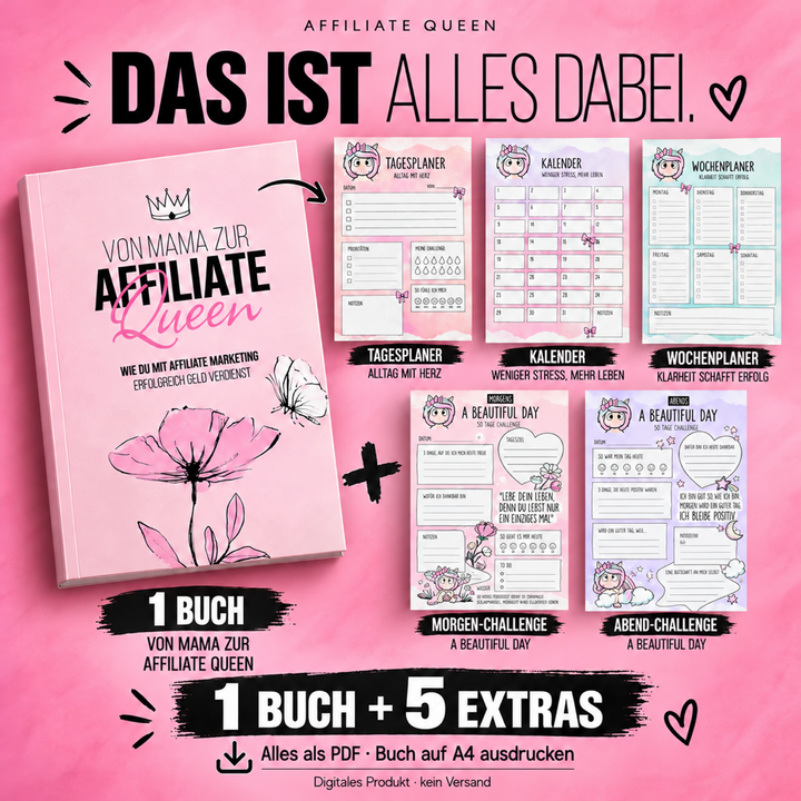 Affiliate Queen – PDF-Buch + 5 Planer | Download-Bundle