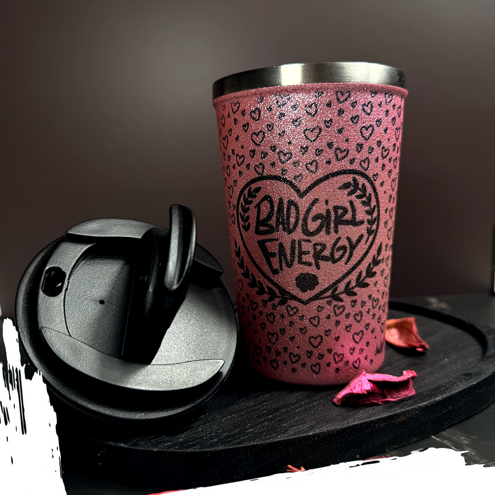 BAD GIRL ENERGY Glitzer Thermobecher rosa