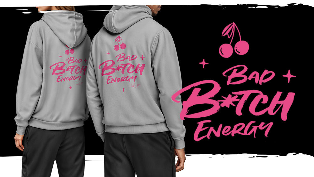 Bad B*tch Energy Statement Hoodie grau